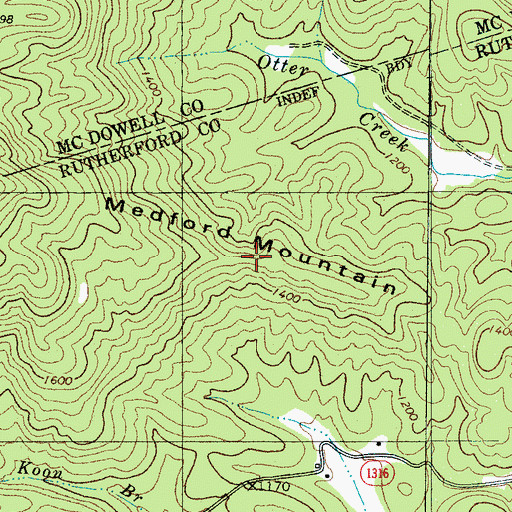 Topographic Map of Medford Mountain, NC