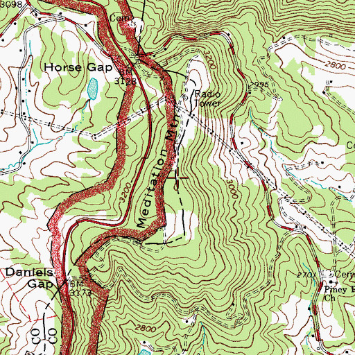 Topographic Map of Meditation Mountain, NC