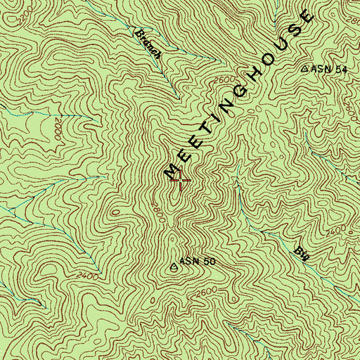 Topographic Map of Meetinghouse Mountain, NC