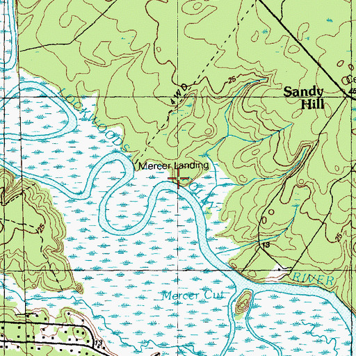 Topographic Map of Mercer Landing, NC