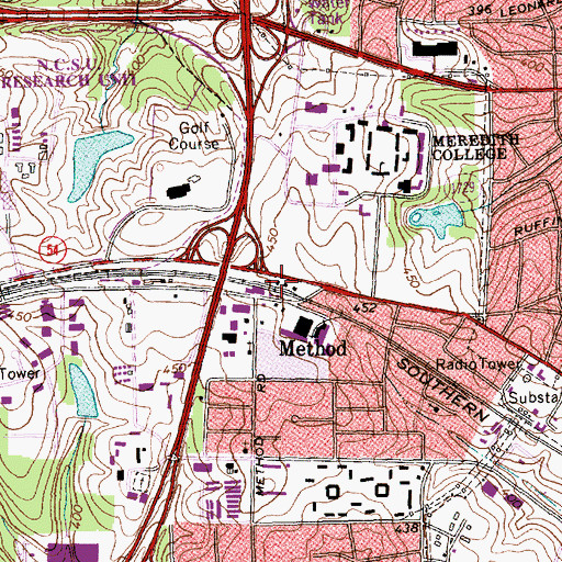 Topographic Map of Method, NC