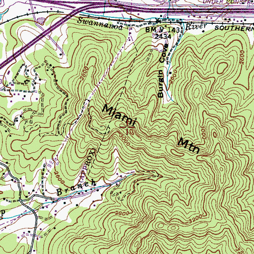 Topographic Map of Miami Mountain, NC