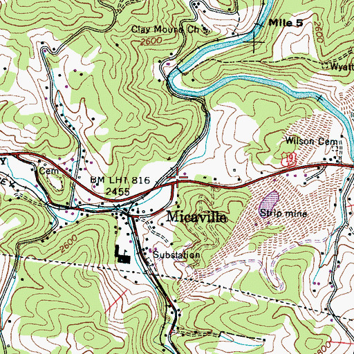 Topographic Map of Micaville, NC