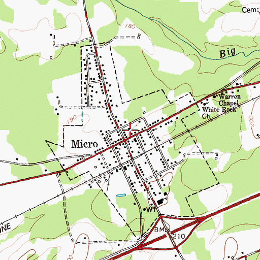 Topographic Map of Micro, NC