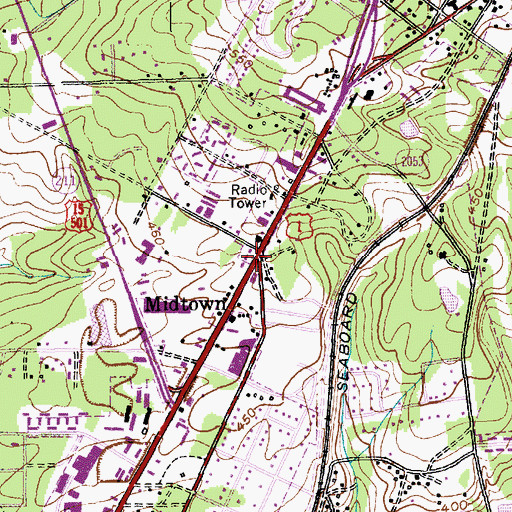 Topographic Map of Midtown, NC