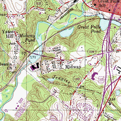 Topographic Map of Midway, NC