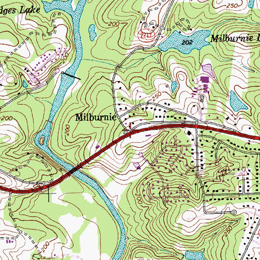 Topographic Map of Milburnie, NC