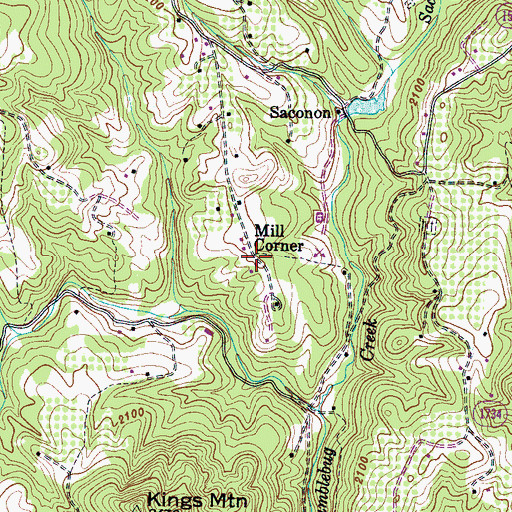 Topographic Map of Mill Corner, NC