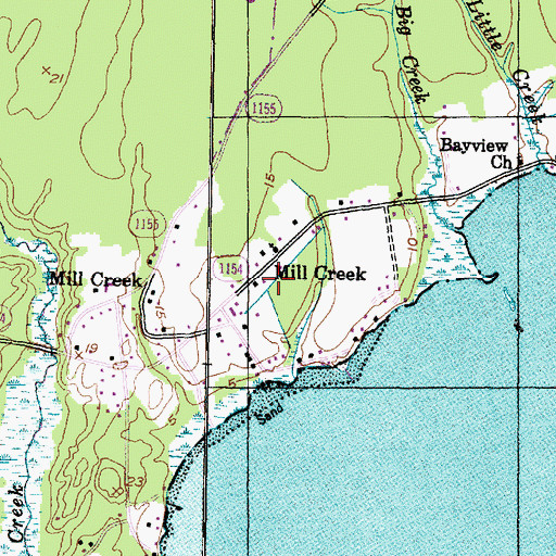 Topographic Map of Mill Creek, NC
