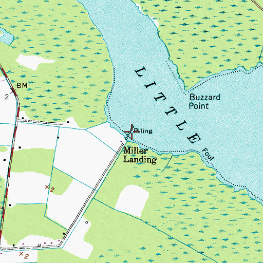 Topographic Map of Miller Landing, NC