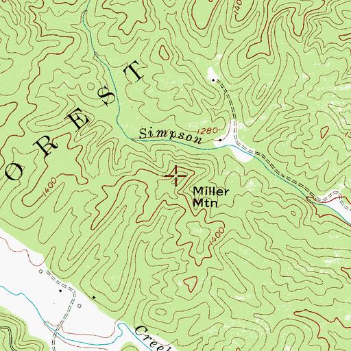 Topographic Map of Miller Mountain, NC
