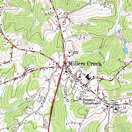 Topographic Map of Millers Creek, NC