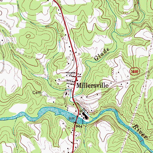 Topographic Map of Millersville, NC