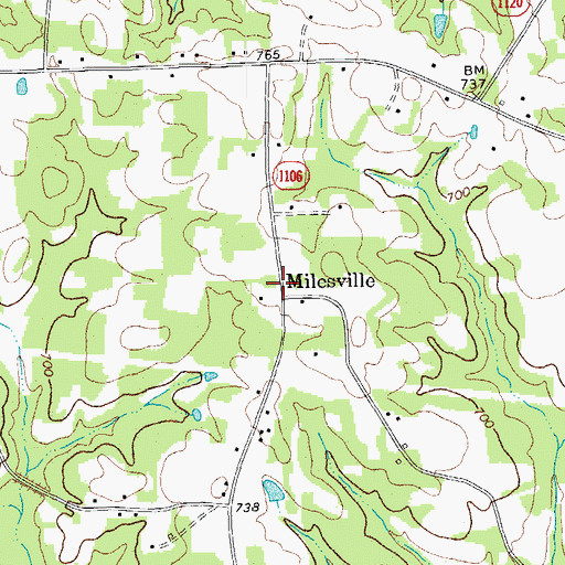Topographic Map of Millesville, NC