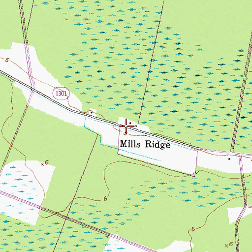 Topographic Map of Mills Ridge, NC