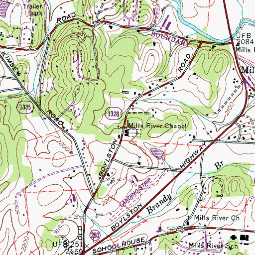 Topographic Map of Mills River Chapel, NC