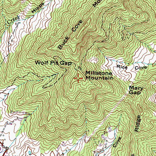Topographic Map of Millstone Mountain, NC