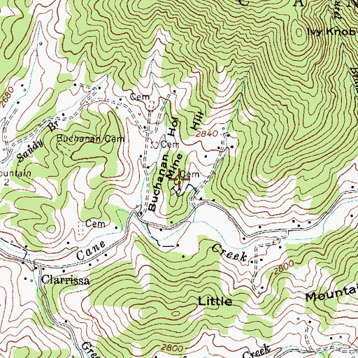 Topographic Map of Mine Hill, NC