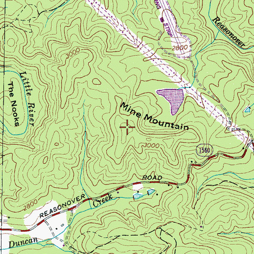 Topographic Map of Mine Mountain, NC