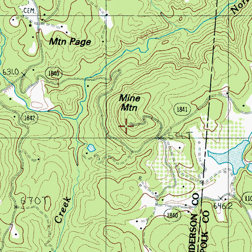 Topographic Map of Mine Mountain, NC