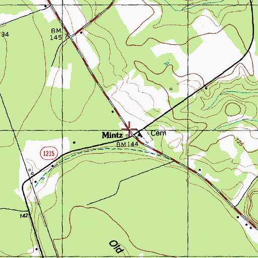 Topographic Map of Mintz, NC
