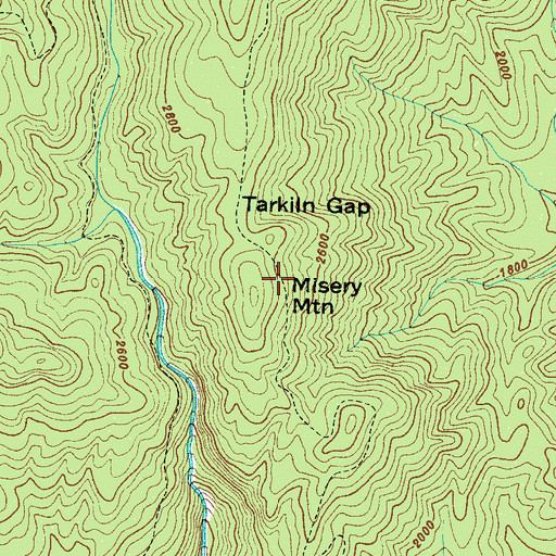 Topographic Map of Misery Mountain, NC