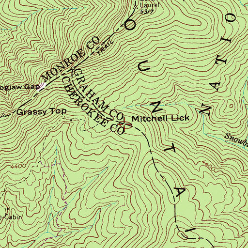 Topographic Map of Mitchell Lick, NC