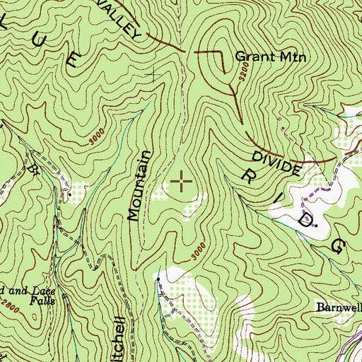 Topographic Map of Mitchell Mountain, NC