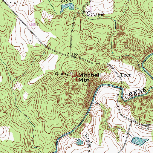 Topographic Map of Mitchell Mountain, NC