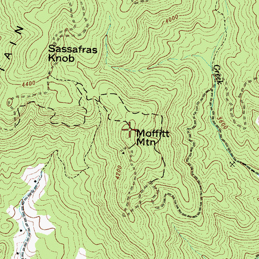 Topographic Map of Moffitt Mountain, NC