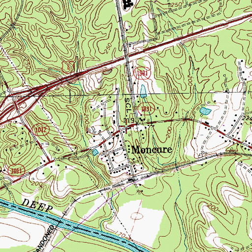 Topographic Map of Moncure, NC