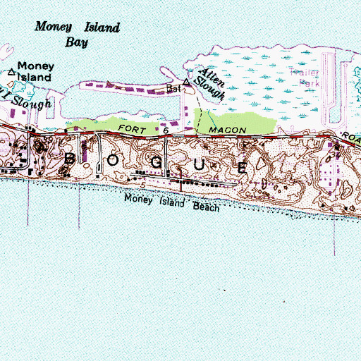 Topographic Map of Money Island Beach, NC