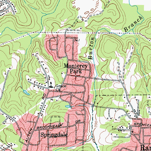 Topographic Map of Monterey Park, NC