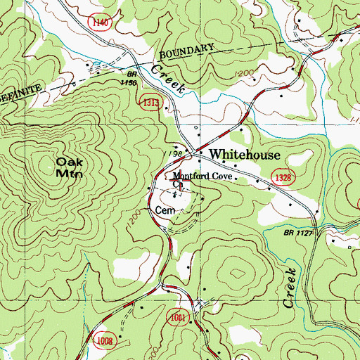 Topographic Map of Montford Cove Church, NC