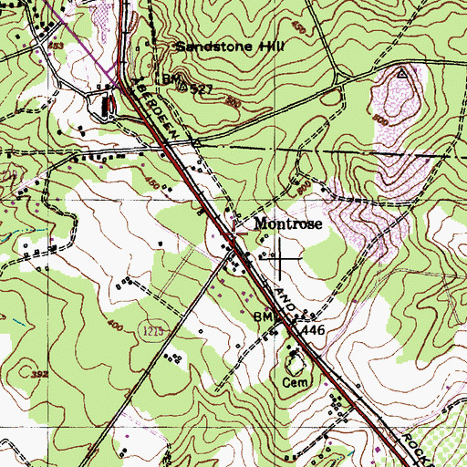 Topographic Map of Montrose, NC