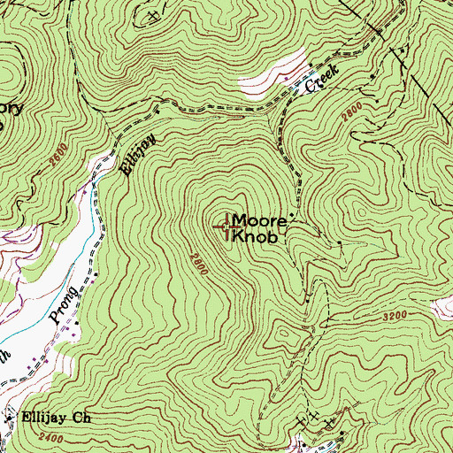 Topographic Map of Moore Knob, NC