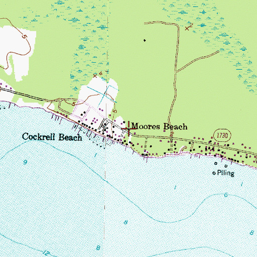 Topographic Map of Moores Beach, NC