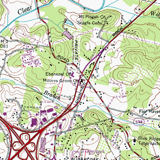 Topographic Map of Moores Grove Church, NC