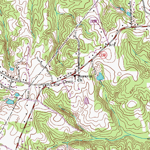 Topographic Map of Moravia Church, NC