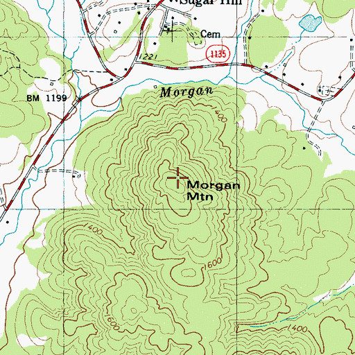 Topographic Map of Morgan Mountain, NC
