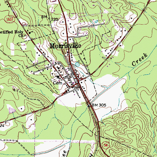 Topographic Map of Morrisville, NC