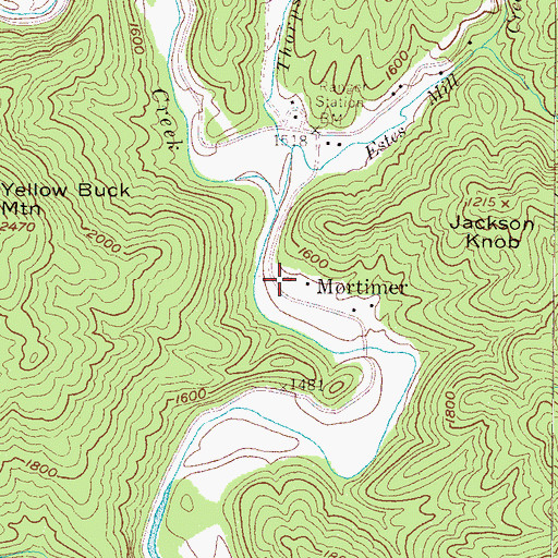 Topographic Map of Mortimer, NC