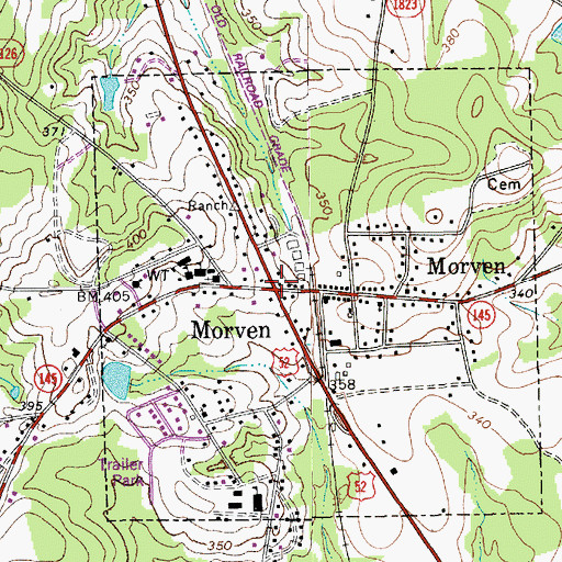 Topographic Map of Morven, NC