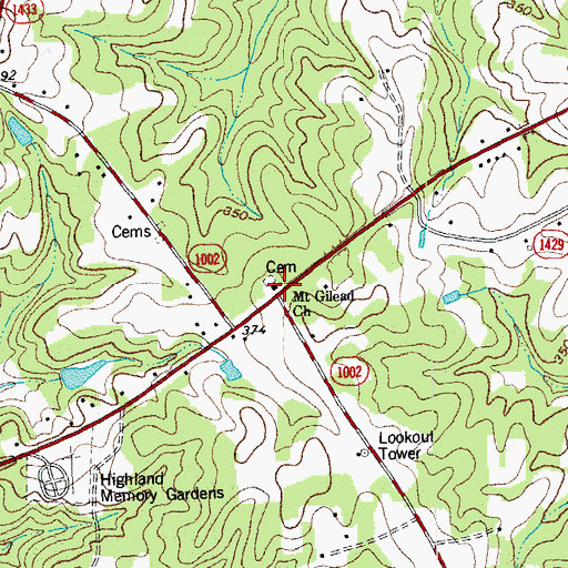 Topographic Map of Mount Gilead Church, NC