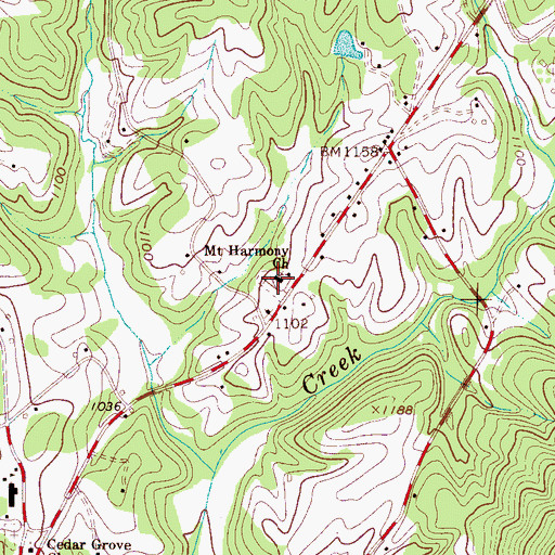 Topographic Map of Mount Harmony Church, NC