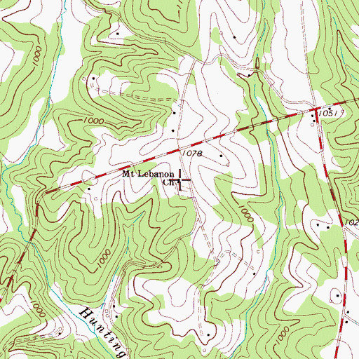Topographic Map of Mount Lebanon Church, NC