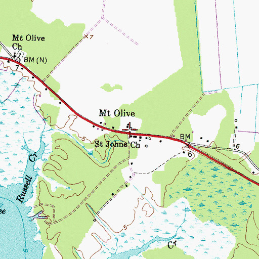 Topographic Map of Mount Olive, NC
