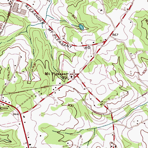 Topographic Map of Mount Pleasant Church, NC