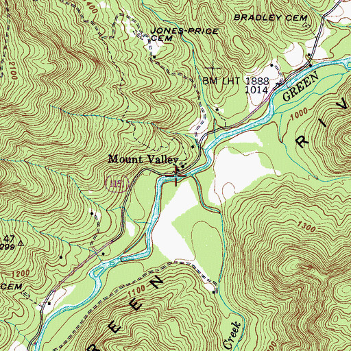 Topographic Map of Mount Valley, NC