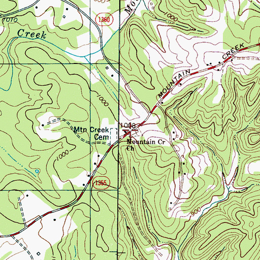 Topographic Map of Mountain Creek Church, NC